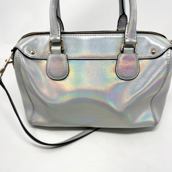 Coach Holographic/Iridescent Mini Bennett Leather Crossbody Bag in Silver - Picture 6 of 15